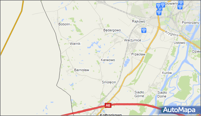 mapa Karwowo gmina Kołbaskowo, Karwowo gmina Kołbaskowo na mapie Targeo