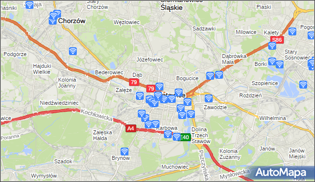 mapa Katowic, Katowice na mapie Targeo