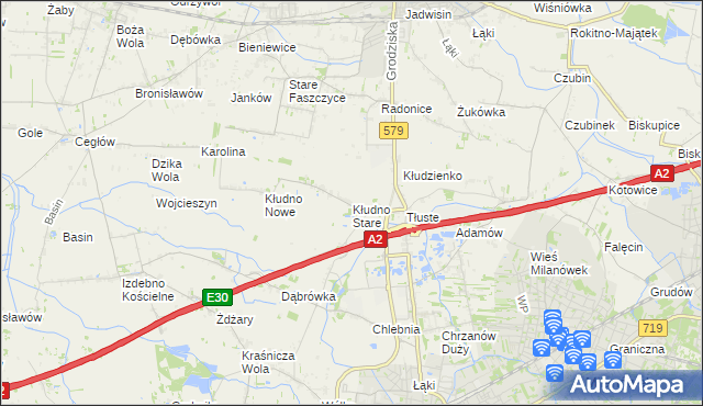 mapa Kłudno Stare, Kłudno Stare na mapie Targeo