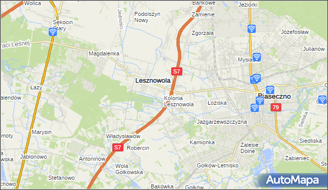 mapa Kolonia Lesznowola, Kolonia Lesznowola na mapie Targeo