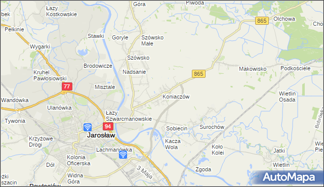 mapa Koniaczów, Koniaczów na mapie Targeo
