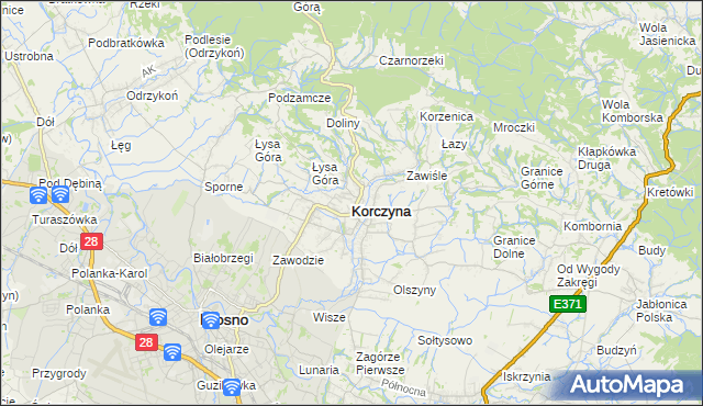 mapa Korczyna powiat krośnieński, Korczyna powiat krośnieński na mapie Targeo