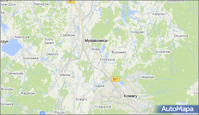 mapa Kostrzyca, Kostrzyca na mapie Targeo