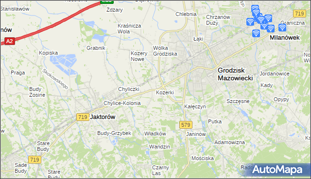 mapa Kozerki, Kozerki na mapie Targeo