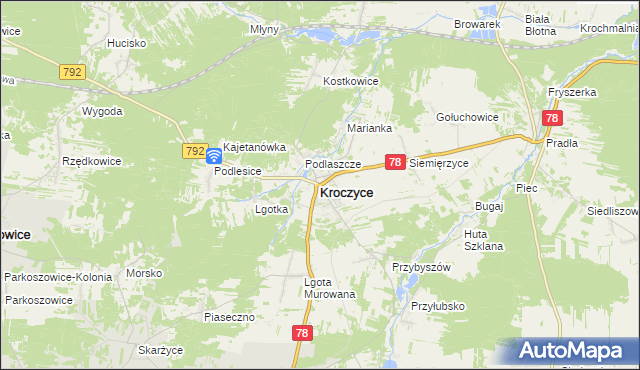 mapa Kroczyce, Kroczyce na mapie Targeo