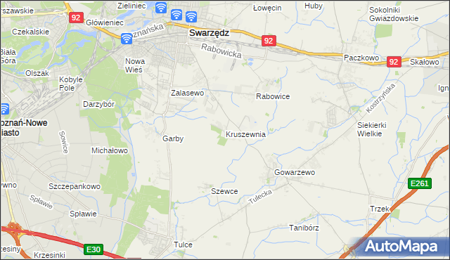 mapa Kruszewnia gmina Swarzędz, Kruszewnia gmina Swarzędz na mapie Targeo