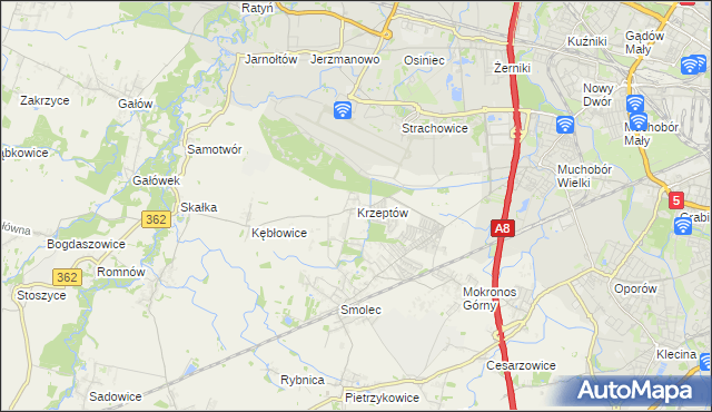 mapa Krzeptów, Krzeptów na mapie Targeo