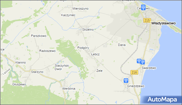 mapa Łebcz, Łebcz na mapie Targeo
