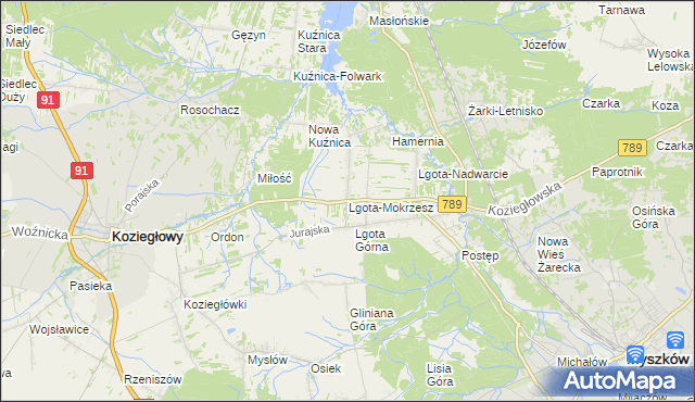 mapa Lgota-Mokrzesz, Lgota-Mokrzesz na mapie Targeo