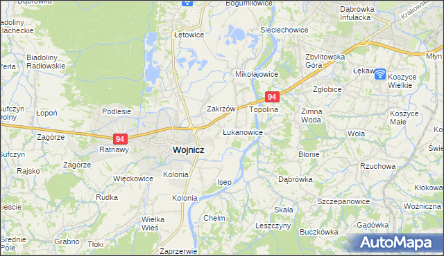 mapa Łukanowice, Łukanowice na mapie Targeo