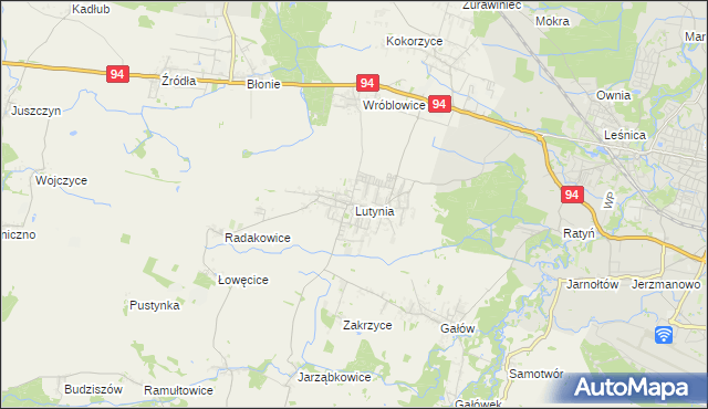 mapa Lutynia gmina Miękinia, Lutynia gmina Miękinia na mapie Targeo