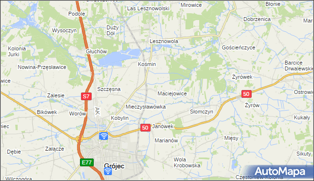 mapa Maciejowice gmina Grójec, Maciejowice gmina Grójec na mapie Targeo