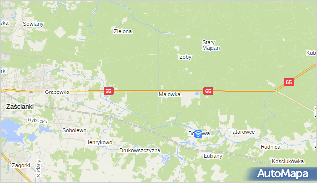mapa Majówka gmina Supraśl, Majówka gmina Supraśl na mapie Targeo
