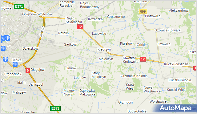 mapa Małęczyn gmina Gózd, Małęczyn gmina Gózd na mapie Targeo