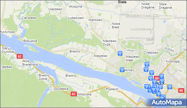 mapa Maszewo gmina Stara Biała, Maszewo gmina Stara Biała na mapie Targeo