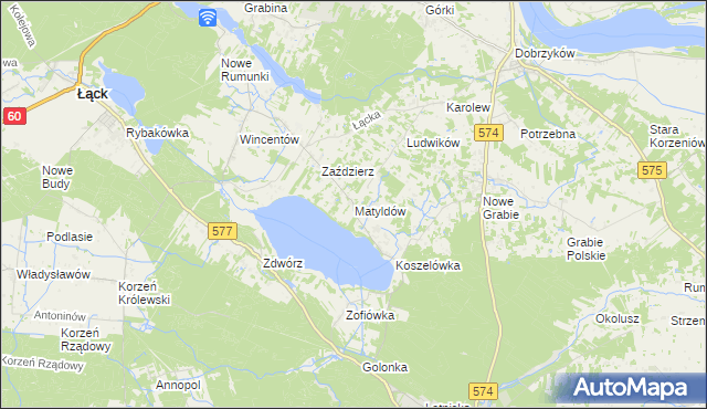 mapa Matyldów gmina Łąck, Matyldów gmina Łąck na mapie Targeo