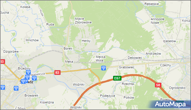 mapa Męcka Wola, Męcka Wola na mapie Targeo