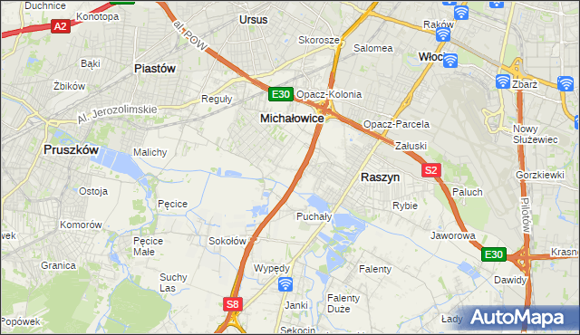 mapa Michałowice-Wieś, Michałowice-Wieś na mapie Targeo