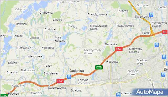 mapa Międzyrzecze Górne, Międzyrzecze Górne na mapie Targeo