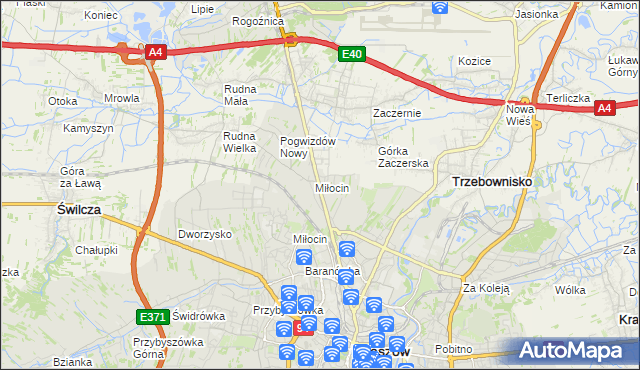 mapa Miłocin gmina Głogów Małopolski, Miłocin gmina Głogów Małopolski na mapie Targeo