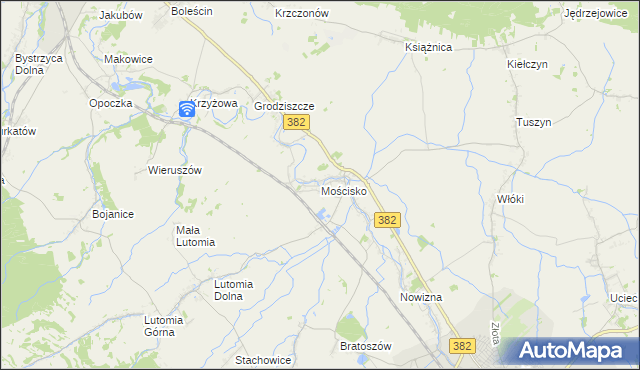 mapa Mościsko gmina Dzierżoniów, Mościsko gmina Dzierżoniów na mapie Targeo