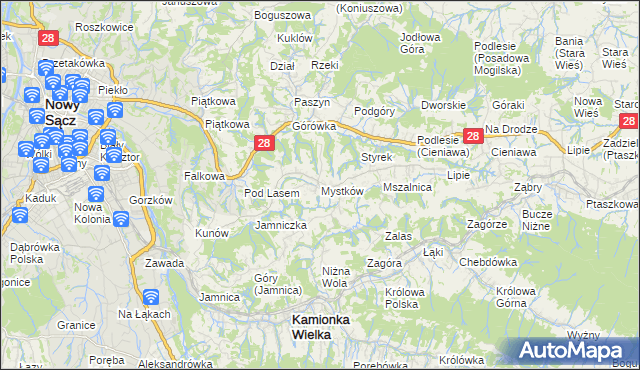 mapa Mystków, Mystków na mapie Targeo
