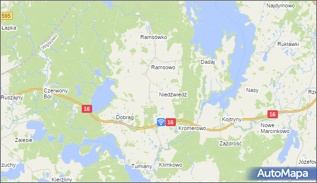 mapa Niedźwiedź gmina Barczewo, Niedźwiedź gmina Barczewo na mapie Targeo