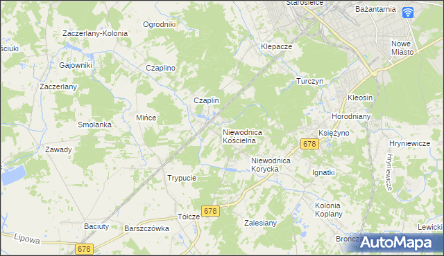 mapa Niewodnica Kościelna, Niewodnica Kościelna na mapie Targeo