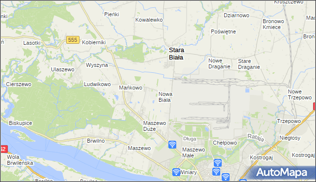 mapa Nowa Biała gmina Stara Biała, Nowa Biała gmina Stara Biała na mapie Targeo