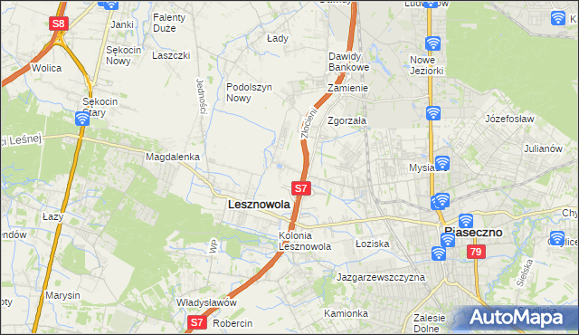 mapa Nowa Wola gmina Lesznowola, Nowa Wola gmina Lesznowola na mapie Targeo