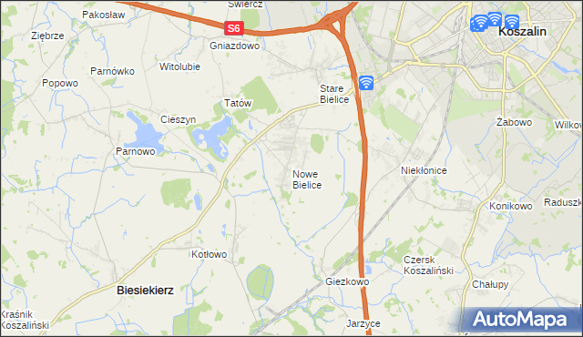 mapa Nowe Bielice, Nowe Bielice na mapie Targeo