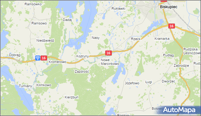mapa Nowe Marcinkowo, Nowe Marcinkowo na mapie Targeo
