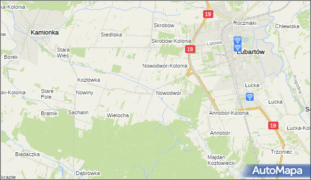 mapa Nowodwór gmina Lubartów, Nowodwór gmina Lubartów na mapie Targeo