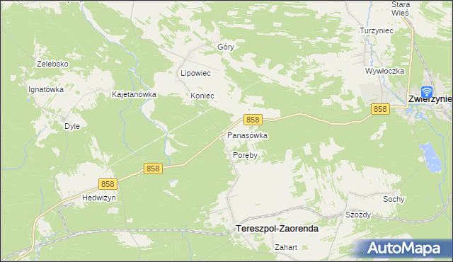 mapa Panasówka, Panasówka na mapie Targeo