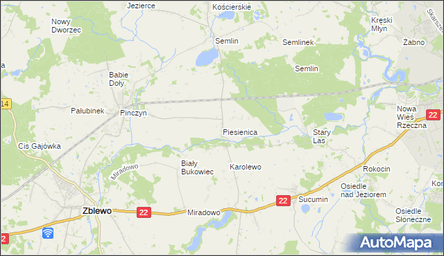 mapa Piesienica, Piesienica na mapie Targeo