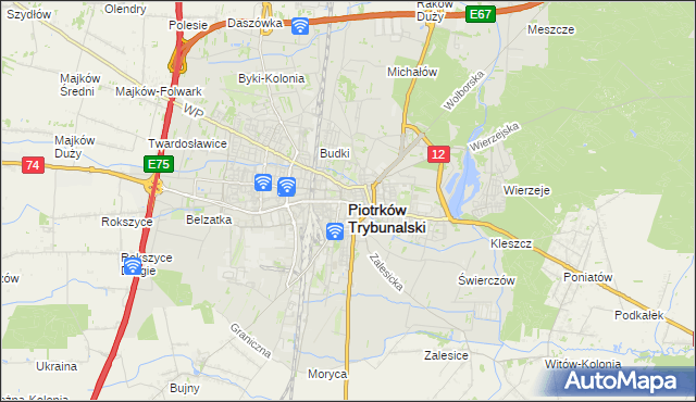 mapa Piotrków Trybunalski, Piotrków Trybunalski na mapie Targeo