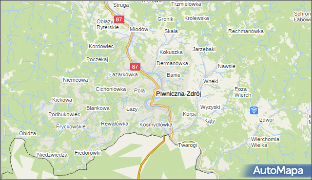 mapa Piwniczna-Zdrój, Piwniczna-Zdrój na mapie Targeo