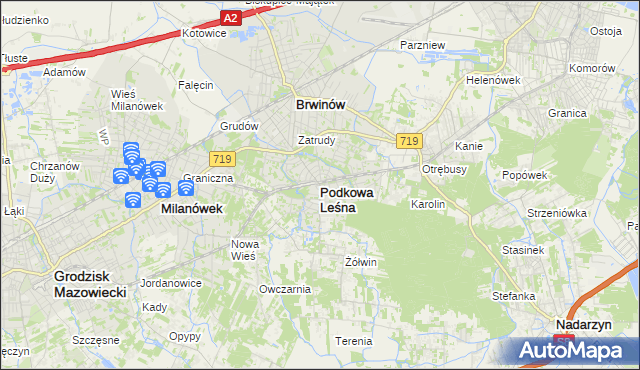 mapa Podkowa Leśna, Podkowa Leśna na mapie Targeo