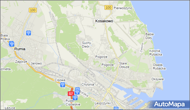 mapa Pogórze gmina Kosakowo, Pogórze gmina Kosakowo na mapie Targeo