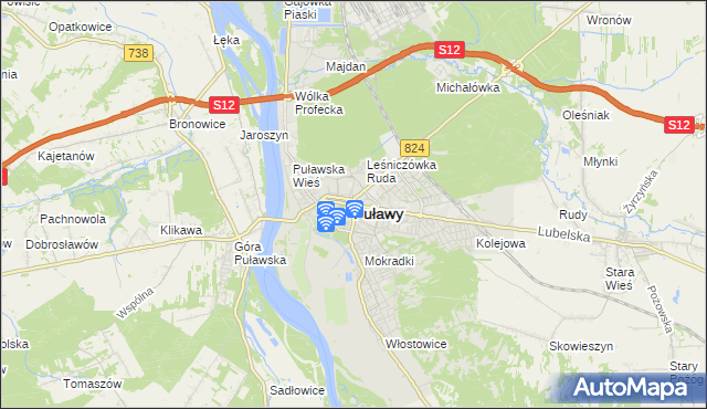 mapa Puław, Puławy na mapie Targeo