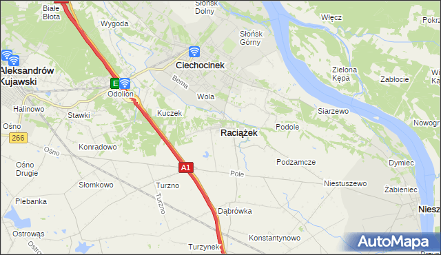 mapa Raciążek, Raciążek na mapie Targeo