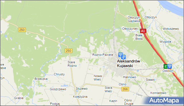 mapa Rożno-Parcele, Rożno-Parcele na mapie Targeo