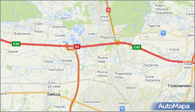 mapa Rudna Mała gmina Głogów Małopolski, Rudna Mała gmina Głogów Małopolski na mapie Targeo
