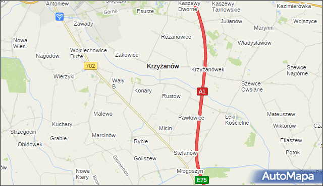 mapa Rustów, Rustów na mapie Targeo