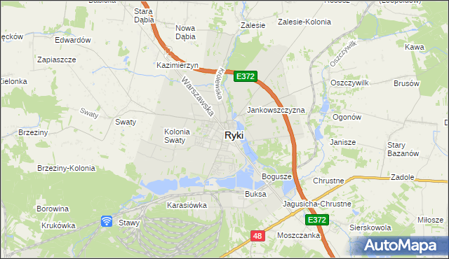 mapa Ryki, Ryki na mapie Targeo