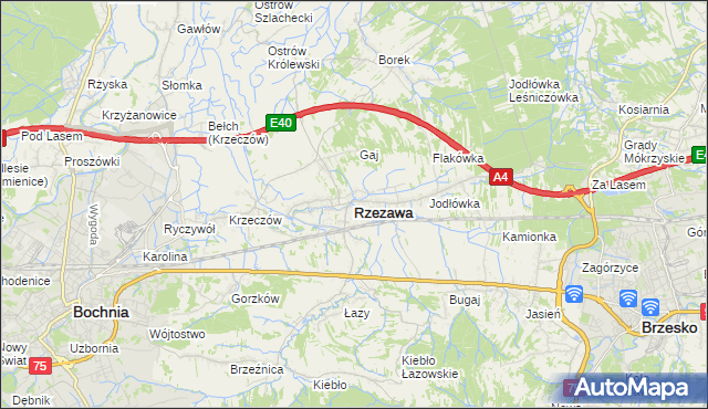 mapa Rzezawa, Rzezawa na mapie Targeo
