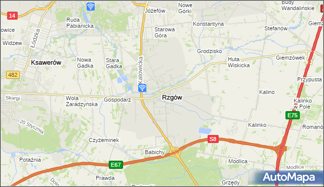 mapa Rzgów powiat łódzki wschodni, Rzgów powiat łódzki wschodni na mapie Targeo