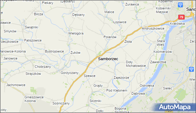 mapa Samborzec, Samborzec na mapie Targeo
