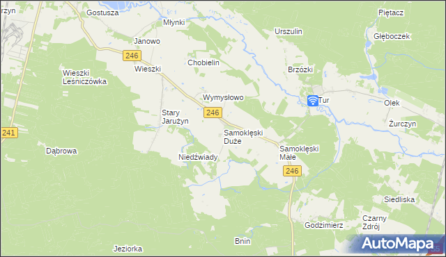 mapa Samoklęski Duże, Samoklęski Duże na mapie Targeo