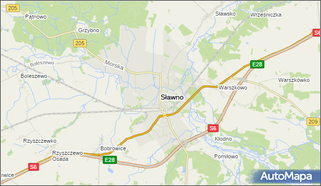 mapa Sławno, Sławno na mapie Targeo